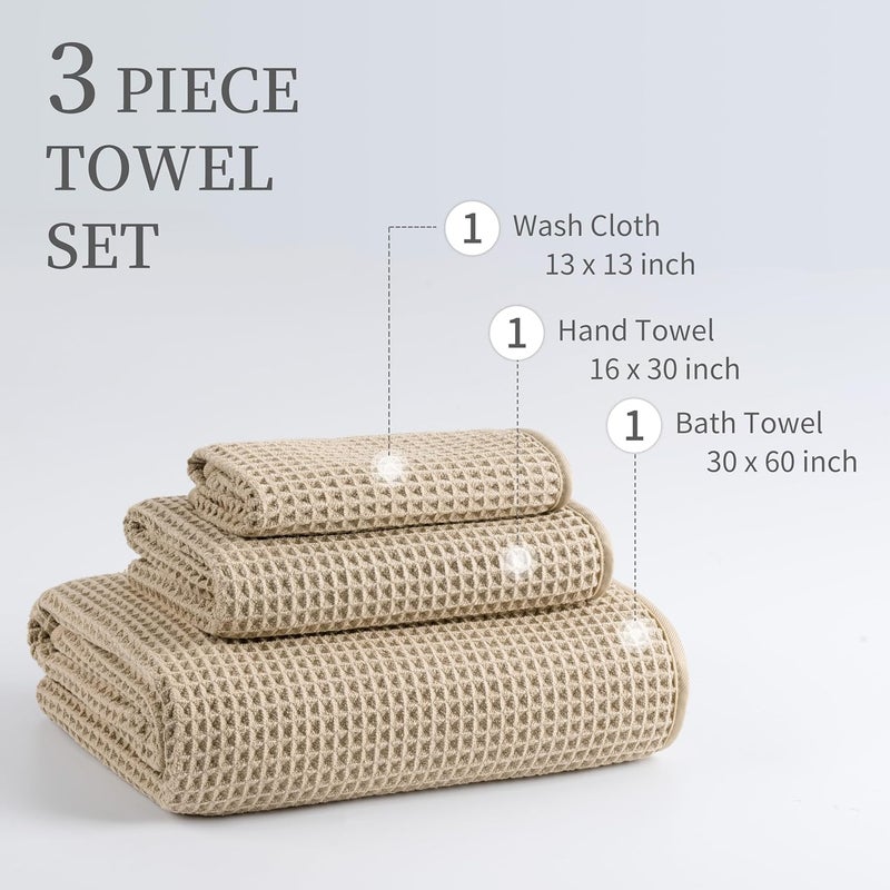 MICROFI New Microfiber Waffle Bath Towels, 3 Pieces, Oversized, Soft, Absorbent, Fast Drying, Lint Free, Includes Bath, Face and Hand Towels - Image 3